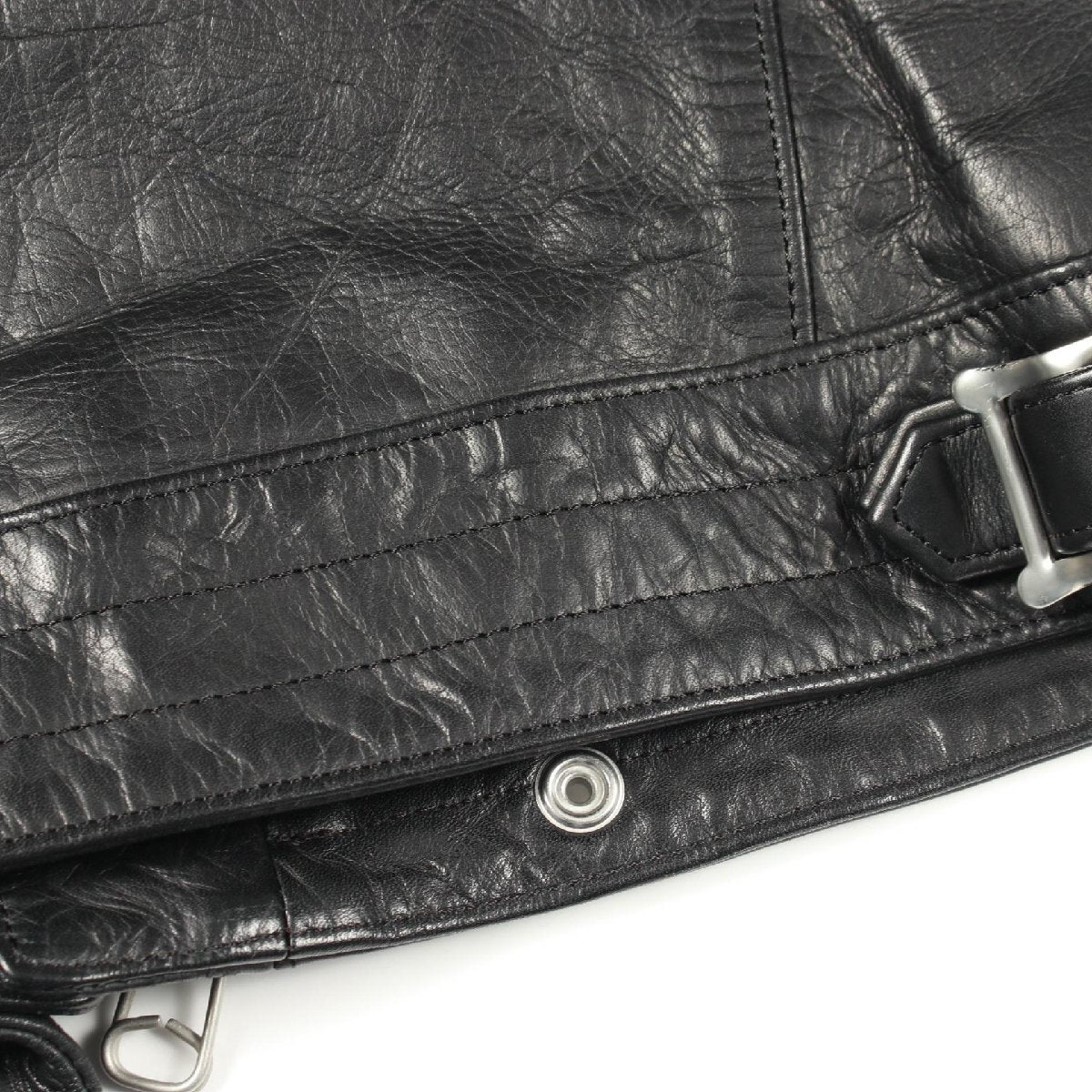Yohji Yamamoto Pour Homme Leather Double Rider Jacket with Red Quilted Lining, Black Cowhide, Size 4, view 5