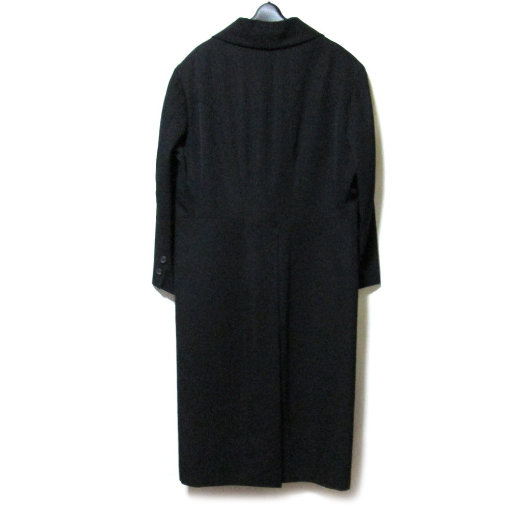 Yohji Yamamoto Pour Homme Leather Tongue Belt Tuxedo Coat, Black Wool Gabardine Shawl Collar, Size 5, view 2