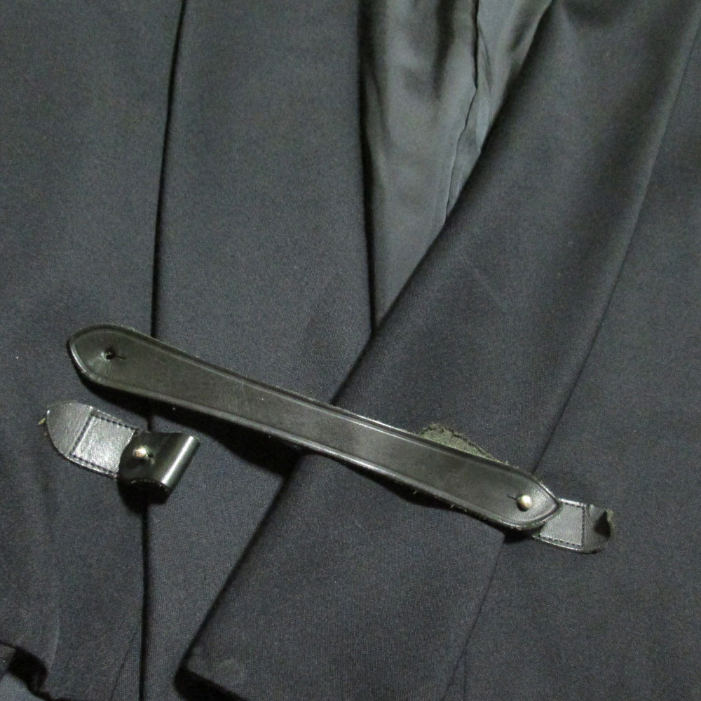 Yohji Yamamoto Pour Homme Leather Tongue Belt Tuxedo Coat, Black Wool Gabardine Shawl Collar, Size 5, view 3
