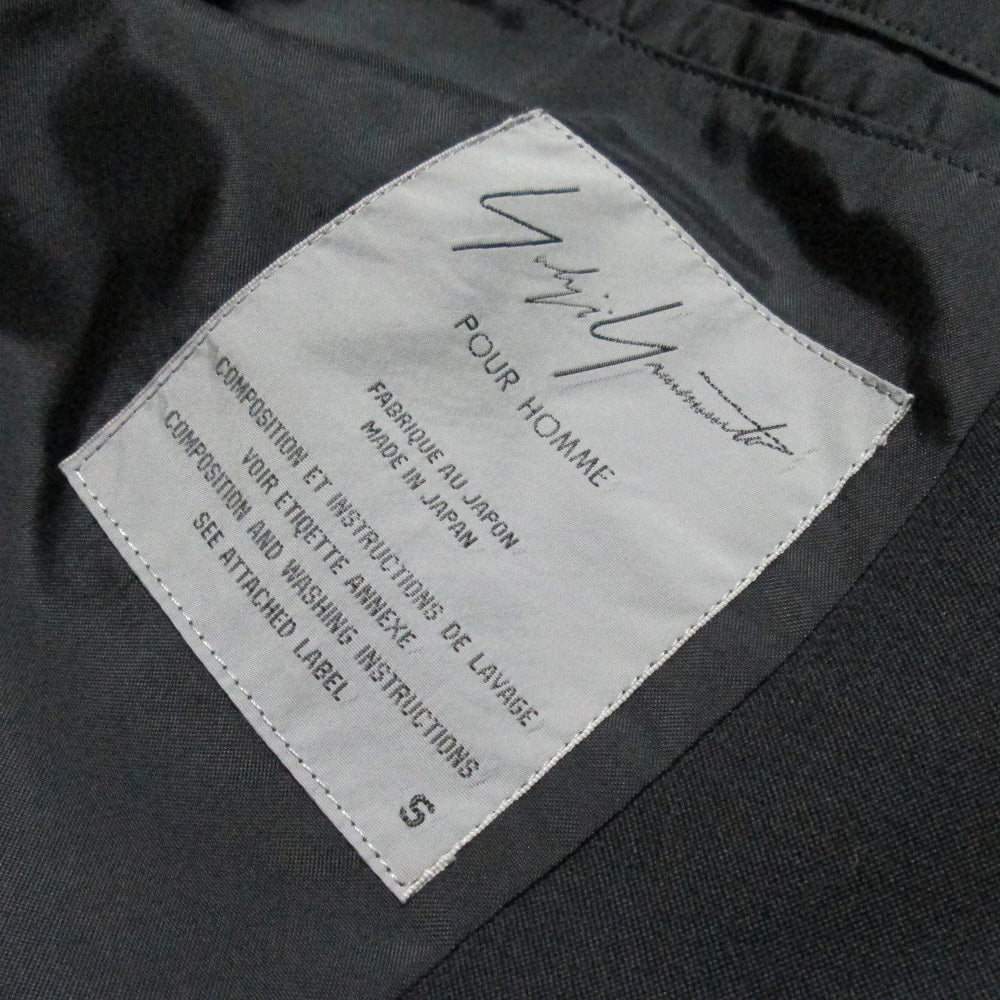 Yohji Yamamoto Pour Homme Leather Tongue Belt Tuxedo Coat, Black Wool Gabardine Shawl Collar, Size 5, view 6