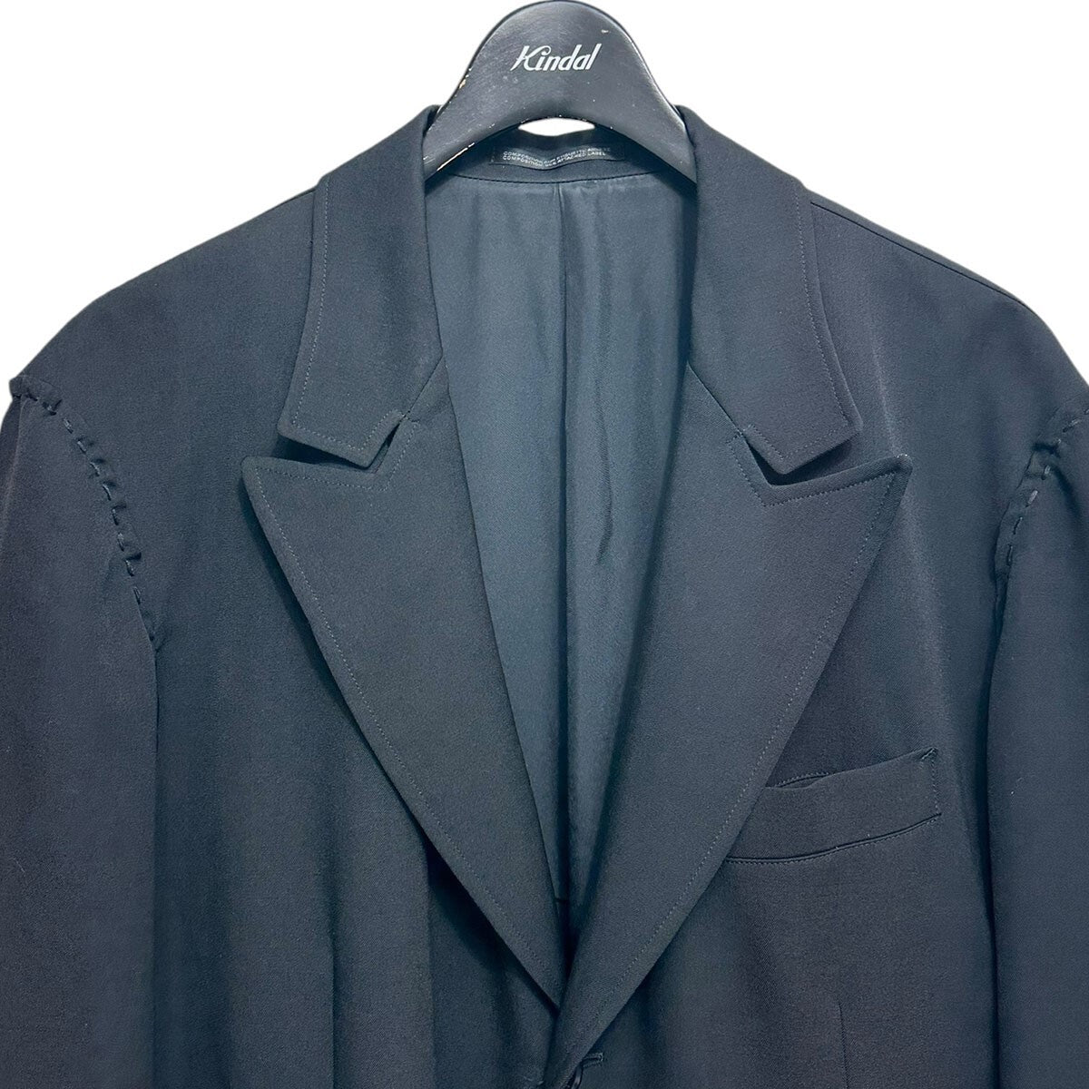 Yohji Yamamoto Pour Homme Long Jacket with The Times They Are A-Changin' Embroidered Portrait, Black, Size 3, view 5