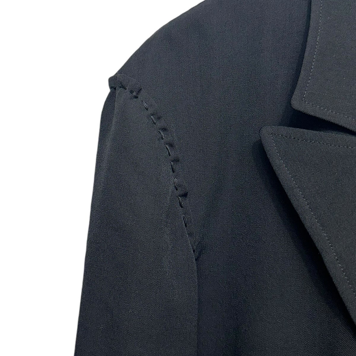 Yohji Yamamoto Pour Homme Long Jacket with The Times They Are A-Changin' Embroidered Portrait, Black, Size 3, view 6
