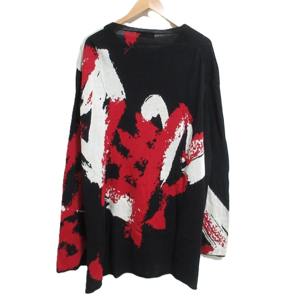 Yohji Yamamoto Pour Homme Namu Calligraphy Jacquard Sweater HW-K19-099, Red, White and Black Cotton Knit, Size 3, view 2
