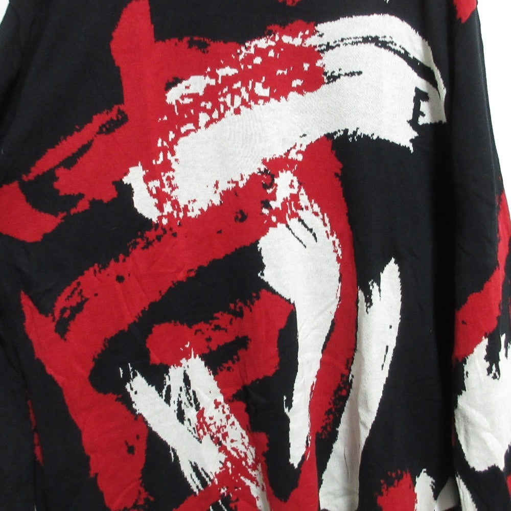 Yohji Yamamoto Pour Homme Namu Calligraphy Jacquard Sweater HW-K19-099, Red, White and Black Cotton Knit, Size 3, view 3