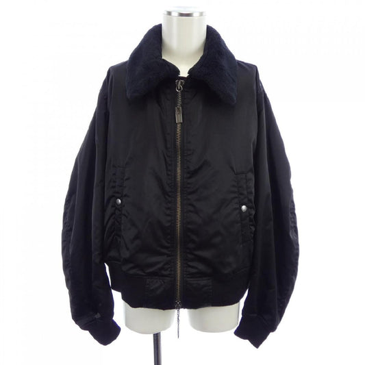 Yohji Yamamoto Pour Homme Nylon Flight Bomber HO-Y05-608 with Detachable Pile Collar, Black, Size 2, view 1