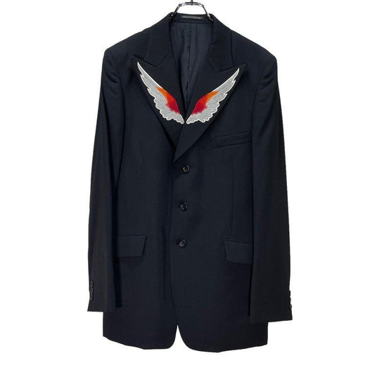 Yohji Yamamoto Pour Homme Replica AW2002 Wings Embroidery Peak Lapel Jacket, Limited Reissue, Black, Size 2, view 1