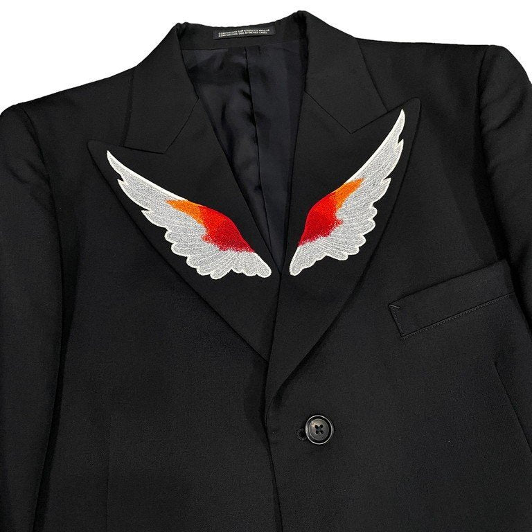 Yohji Yamamoto Pour Homme Replica AW2002 Wings Embroidery Peak Lapel Jacket, Limited Reissue, Black, Size 2, view 5