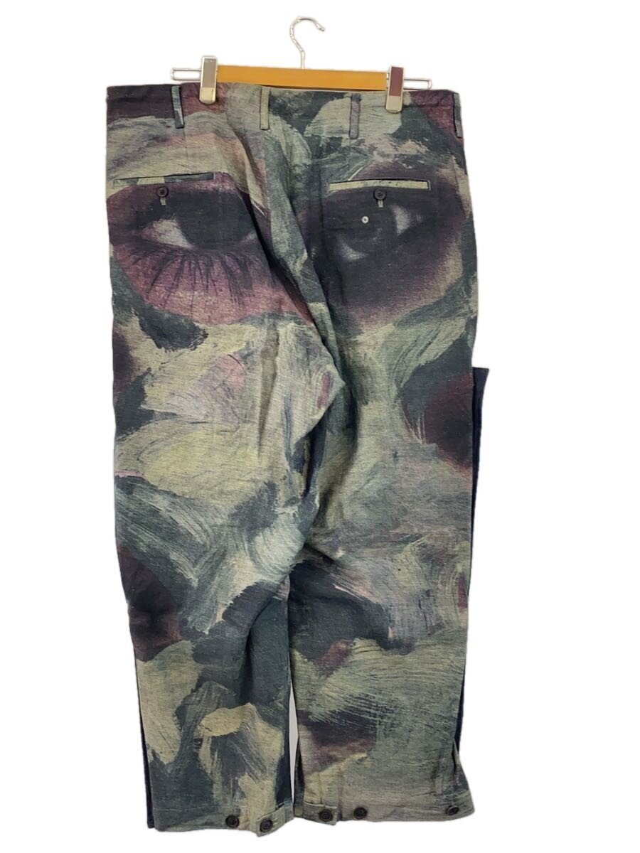 Yohji Yamamoto Pour Homme SS2021 Painted Face Print Wide Trousers HD-P21-007, Side Button Panels, Cotton, Size 3, view 2