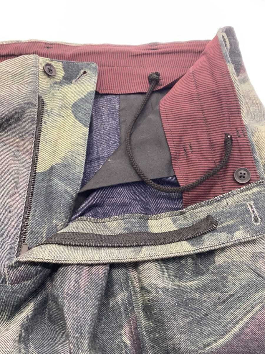 Yohji Yamamoto Pour Homme SS2021 Painted Face Print Wide Trousers HD-P21-007, Side Button Panels, Cotton, Size 3, view 3