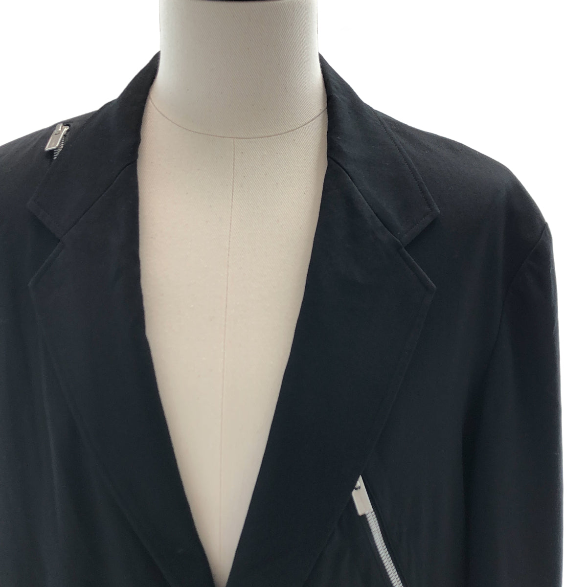 Yohji Yamamoto Pour Homme SS2022 Wool Gabardine Long Jacket with Diagonal Zips HG-J25-100, Black, Size 3, view 3
