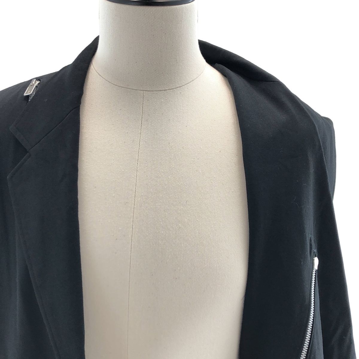 Yohji Yamamoto Pour Homme SS2022 Wool Gabardine Long Jacket with Diagonal Zips HG-J25-100, Black, Size 3, view 4