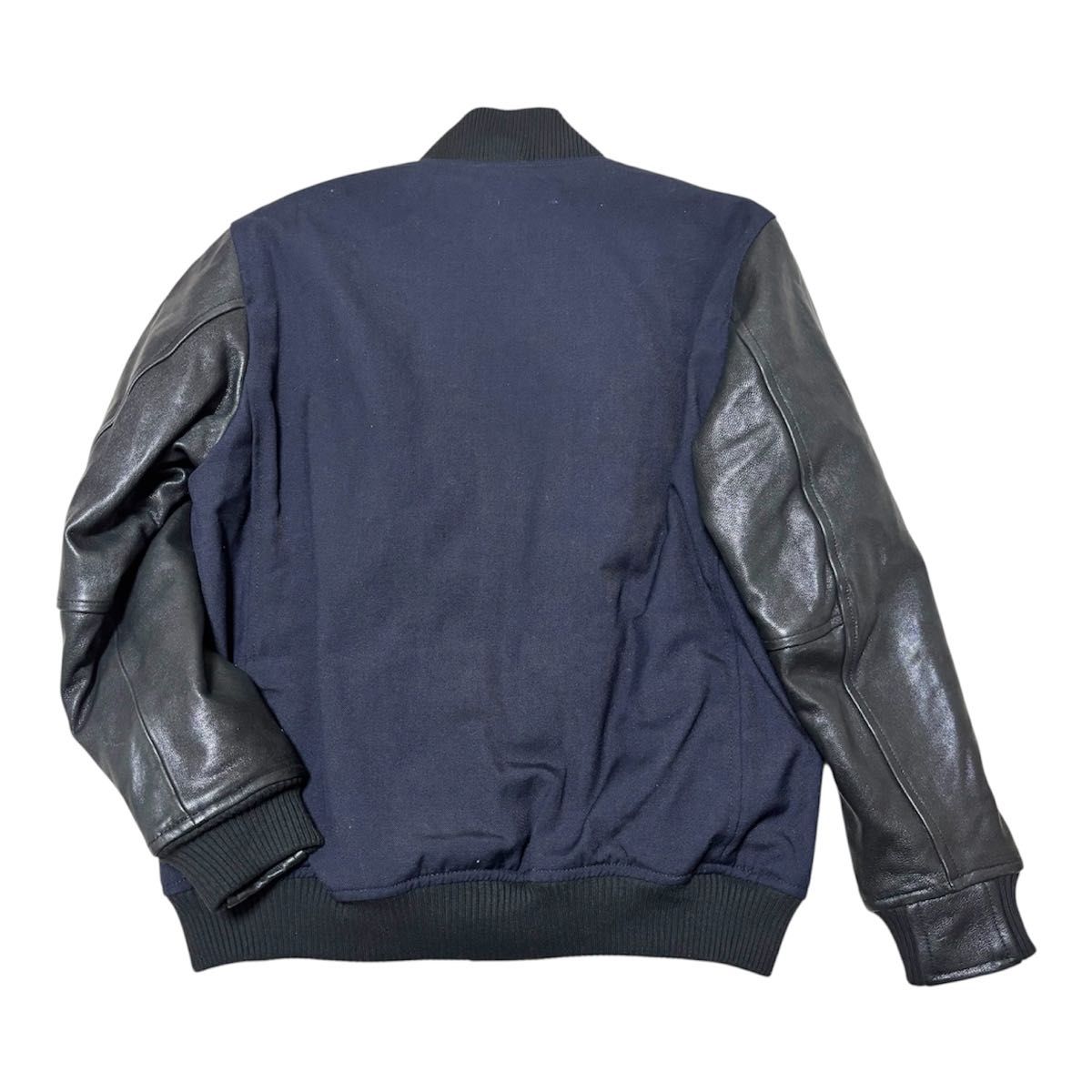 Yohji Yamamoto Pour Homme x New Era AW2018 Stadium Jacket, Navy Wool, Leather Sleeves, Size 4, Unworn with Tags, view 3