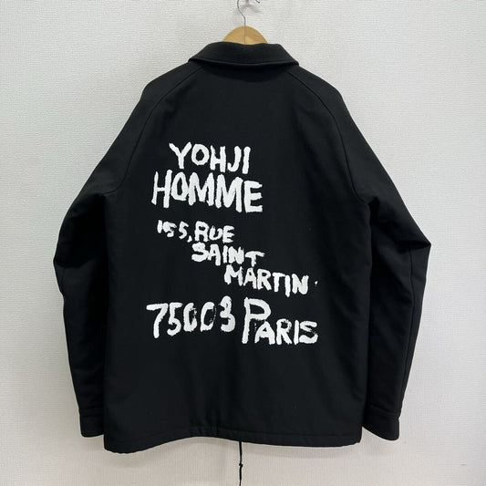 Yohji Yamamoto Pour Homme x New Era AW2022 Wool Coach Jacket HE-Y90-513, Hand-Painted Back Script, Black, Size XXL, view 1