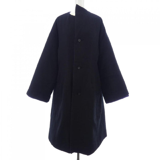 Yohji Yamamoto Reversible Collarless Coat, Black Wool to Quilted Violet, Size 2, Made in Japan, FL-C21-847, view 1