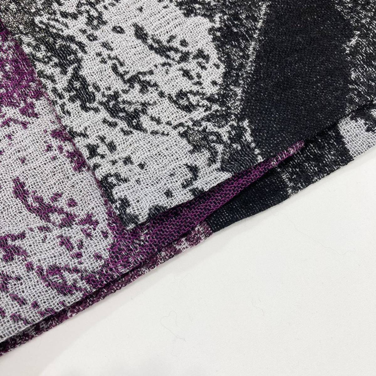 Y's AW2019 Jacquard Oversized Coat, Patchwork Pattern in Purple, Grey and Black, Wool, Size 1, Unworn with Tags, view 9