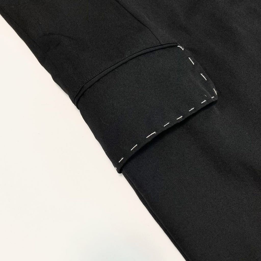 Y's for men AW2003 Gabardine Long Jacket, Hand-Stitched Peak Lapels and Red Patch, Black Wool, Size 4, view 8