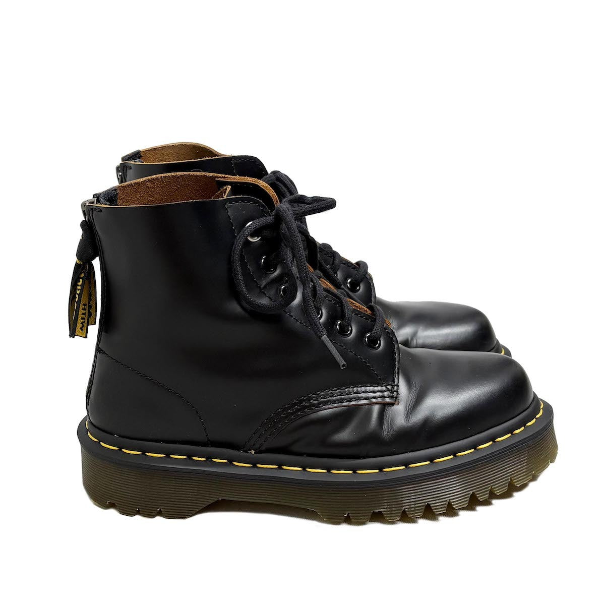 Y's Yohji Yamamoto x Dr. Martens SS2023 Y's 101 Six-Eye Back-Zip Leather Boots, Black, UK 4, view 3