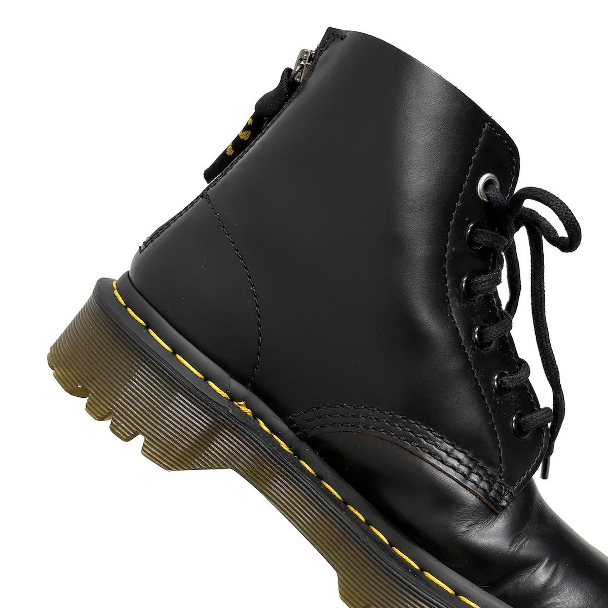 Y's Yohji Yamamoto x Dr. Martens SS2023 Y's 101 Six-Eye Back-Zip Leather Boots, Black, UK 4, view 7