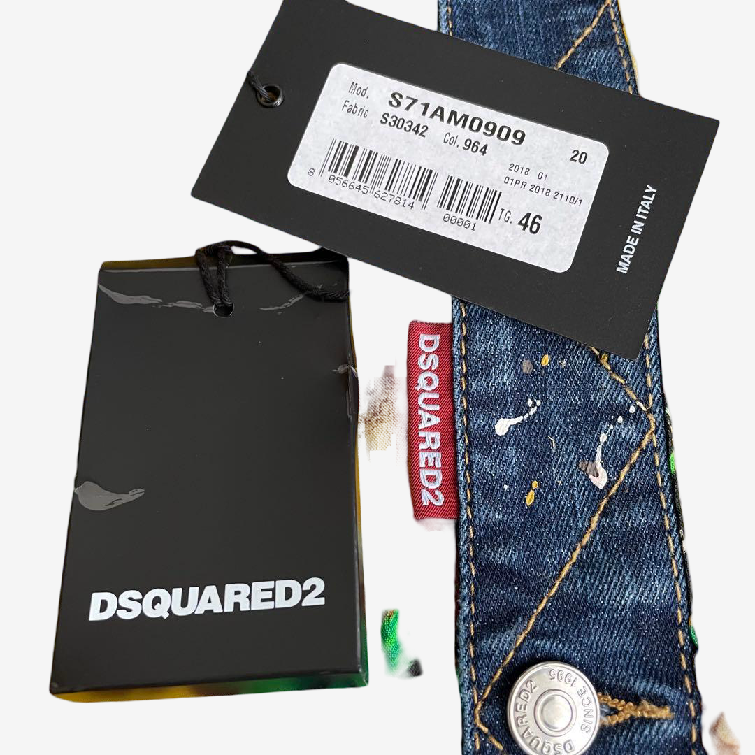 DSQUARED2 SS18 Hawaiian Surf Dan Jean Jacket Denim Hybrid IT 46 New With Tags