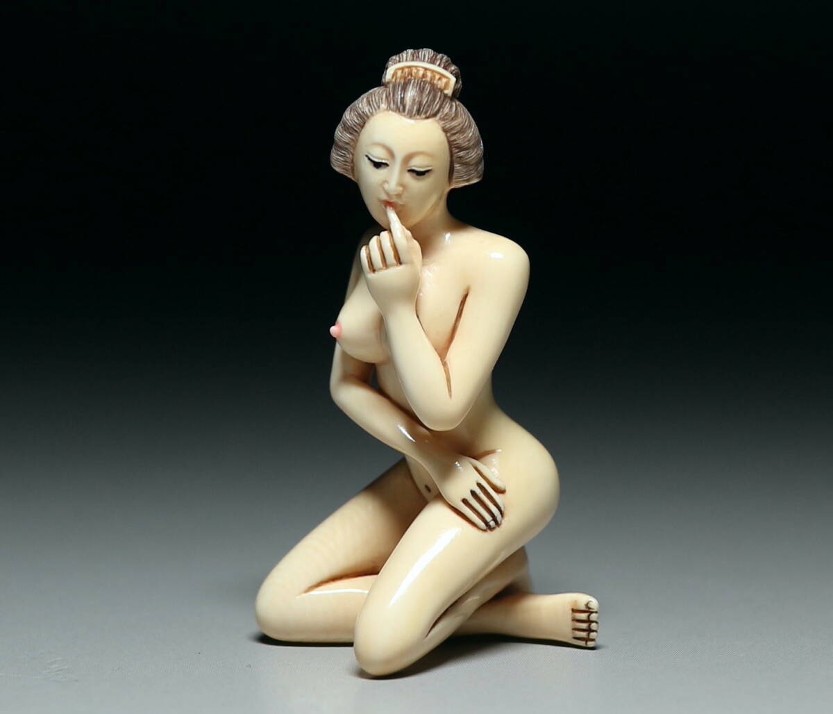 Shunga Erotic Figure in Mammoth Ivory — Japanese Hidden Arts Sculpture