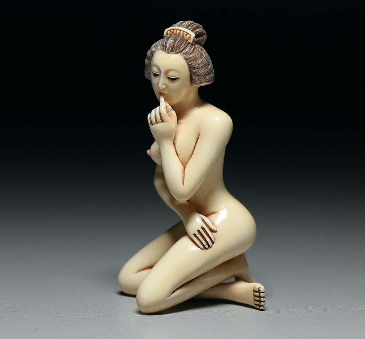 Shunga Erotic Figure in Mammoth Ivory — Japanese Hidden Arts Sculpture