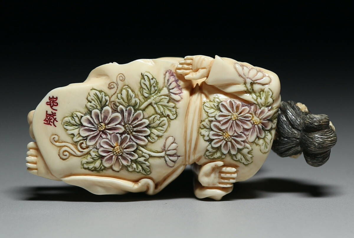 Mammoth Ivory Shunga Sculpture Japanese Erotic Micro Carving Intimate Embrace Netsuke Style