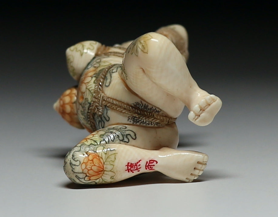 Japanese Shunga Erotic Sculpture in Mammoth Ivory — Hand-Carved Figural Nude in Shibari Rope Bondage Art, Modern Masterwork