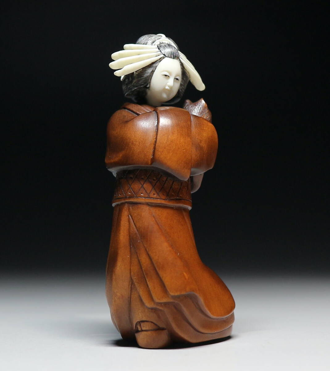 Japanese Shunga Netsuke Hidden Figure Mammoth Ivory Boxwood Erotic Art