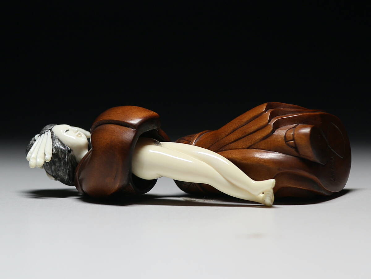 Japanese Shunga Netsuke Hidden Figure Mammoth Ivory Boxwood Erotic Art