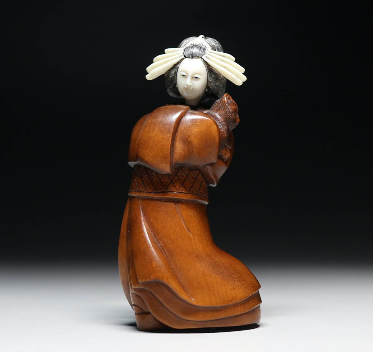 Japanese Shunga Netsuke Hidden Figure Mammoth Ivory Boxwood Erotic Art