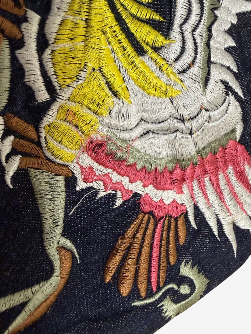 Rare EVISU / Yamane Japanese Denim Jeans • Size 32 • Crane / Tsuru Bird Embroidery • White Seagull Kamome Pocket Mark • Dark Indigo • Japanese Streetwear • Collectible Y2K Denim