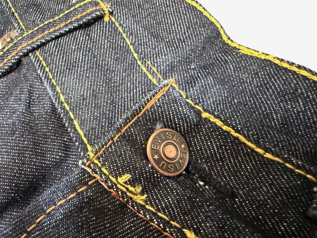 Rare EVISU / Yamane Japanese Denim Jeans • Size 32 • Crane / Tsuru Bird Embroidery • White Seagull Kamome Pocket Mark • Dark Indigo • Japanese Streetwear • Collectible Y2K Denim