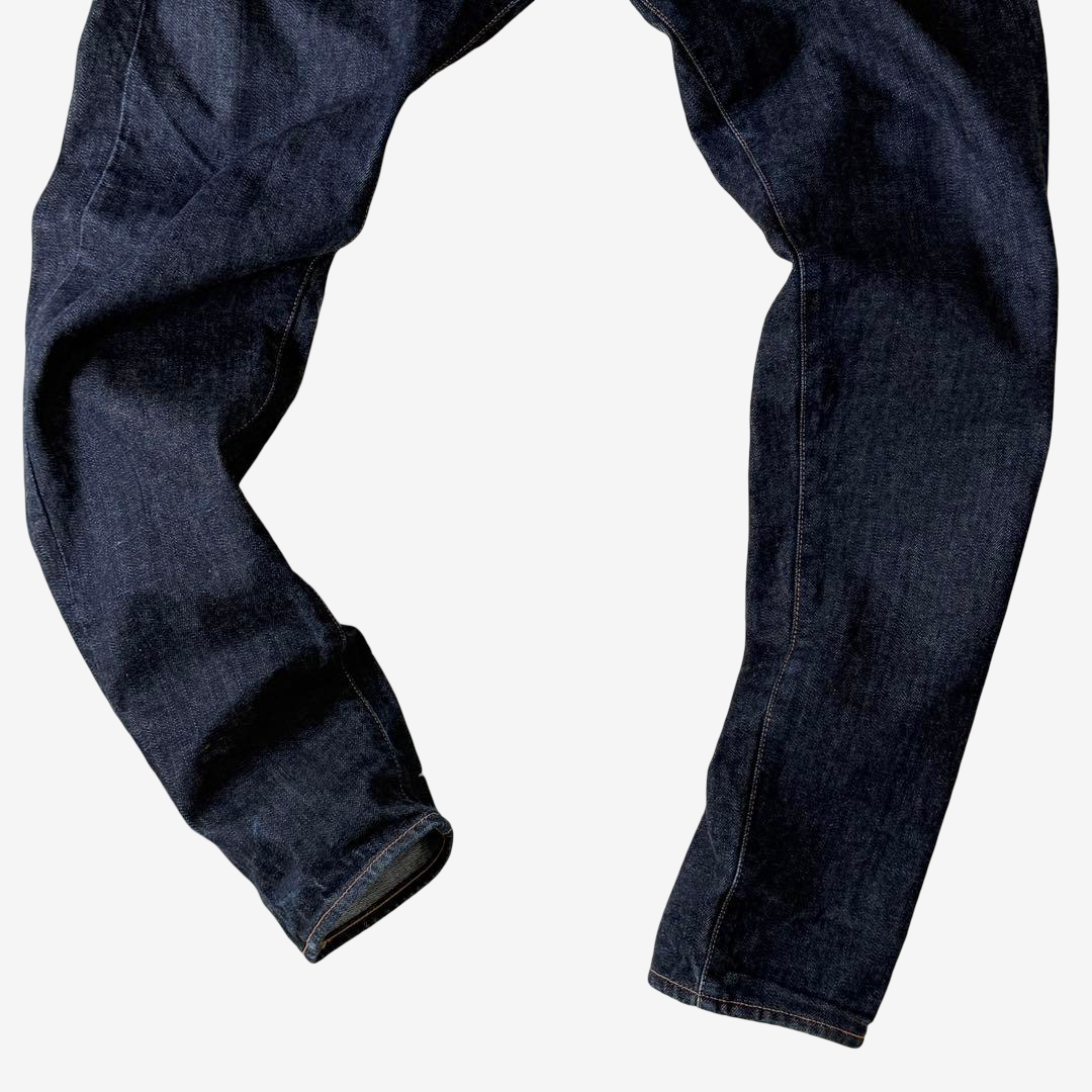 Vintage EVISU YAMANE Made in Japan Riding Panel Denim Jeans W32 Dark Indigo Red Kamome