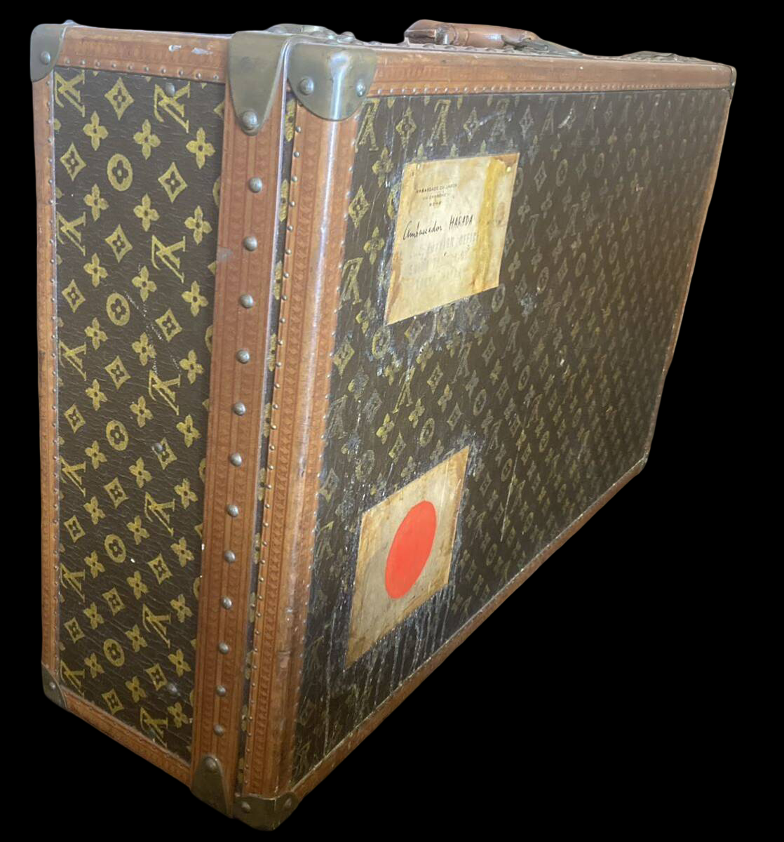 Louis Vuitton 1920s trunk with painted Japanese flag, view 3 of 10
