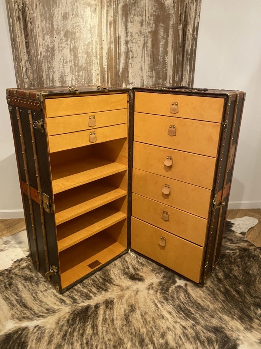 Louis Vuitton wardrobe trunk with orange interior, view 2 of 10