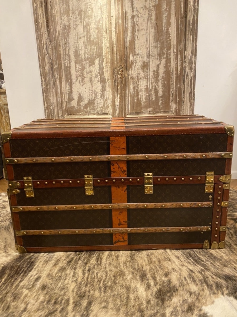 Louis Vuitton wardrobe trunk with orange interior, view 3 of 10