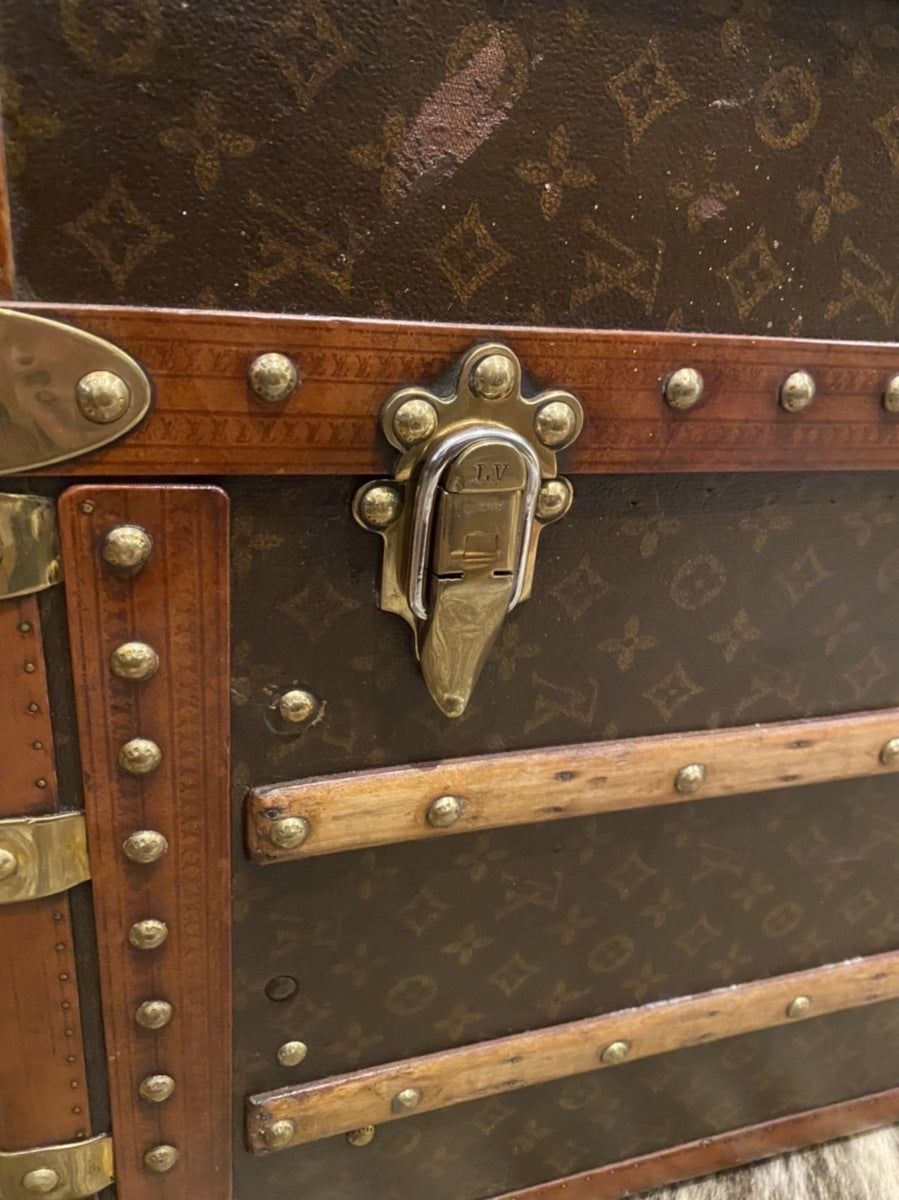 Louis Vuitton wardrobe trunk with orange interior, view 6 of 10