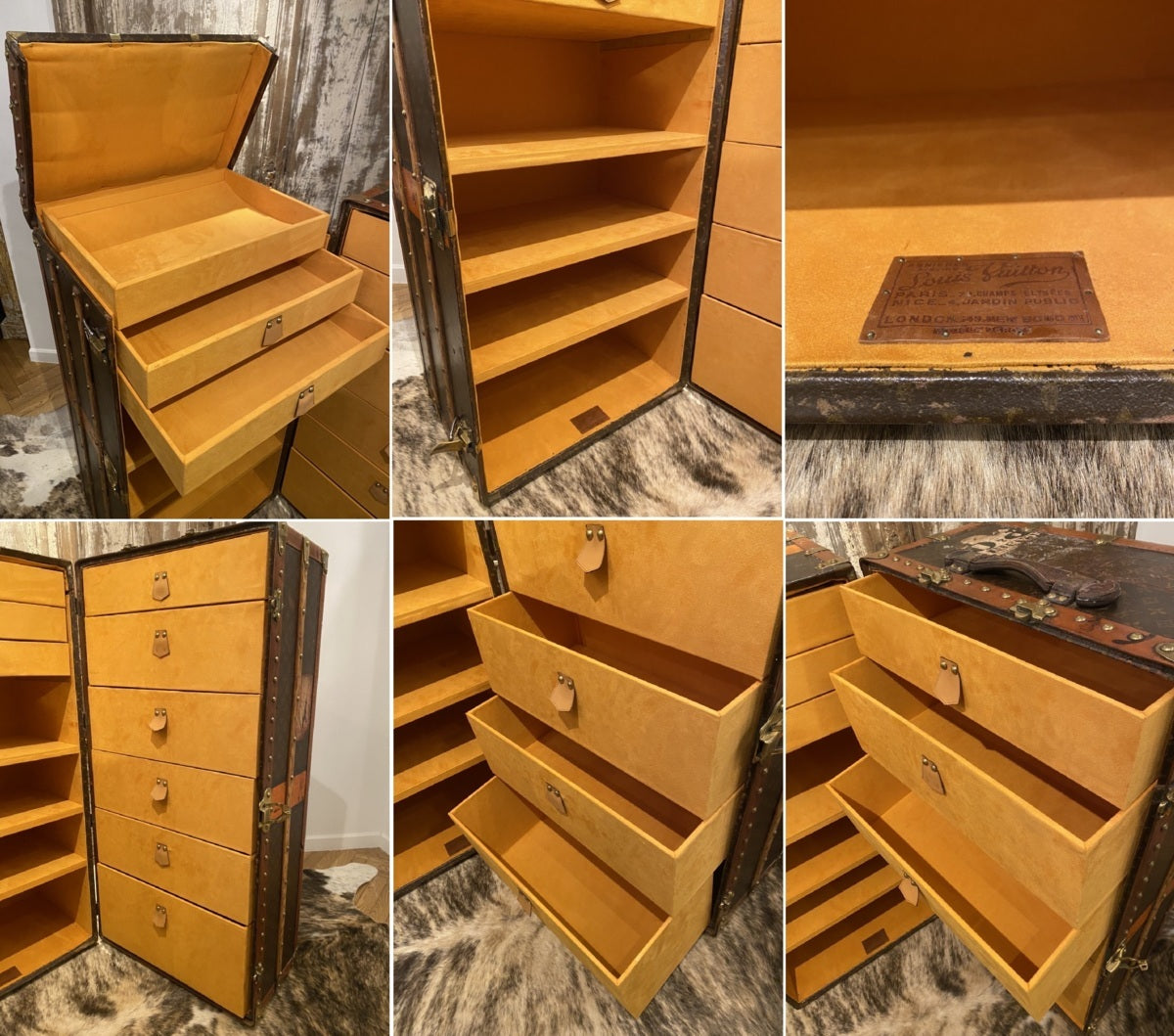 Louis Vuitton wardrobe trunk with orange interior, view 8 of 10