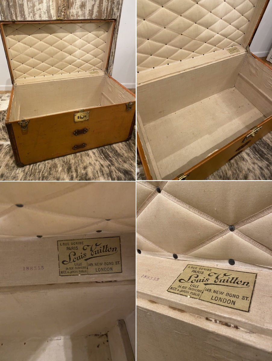 Louis Vuitton circa 1910s ochre striped trunk, view 2 of 10