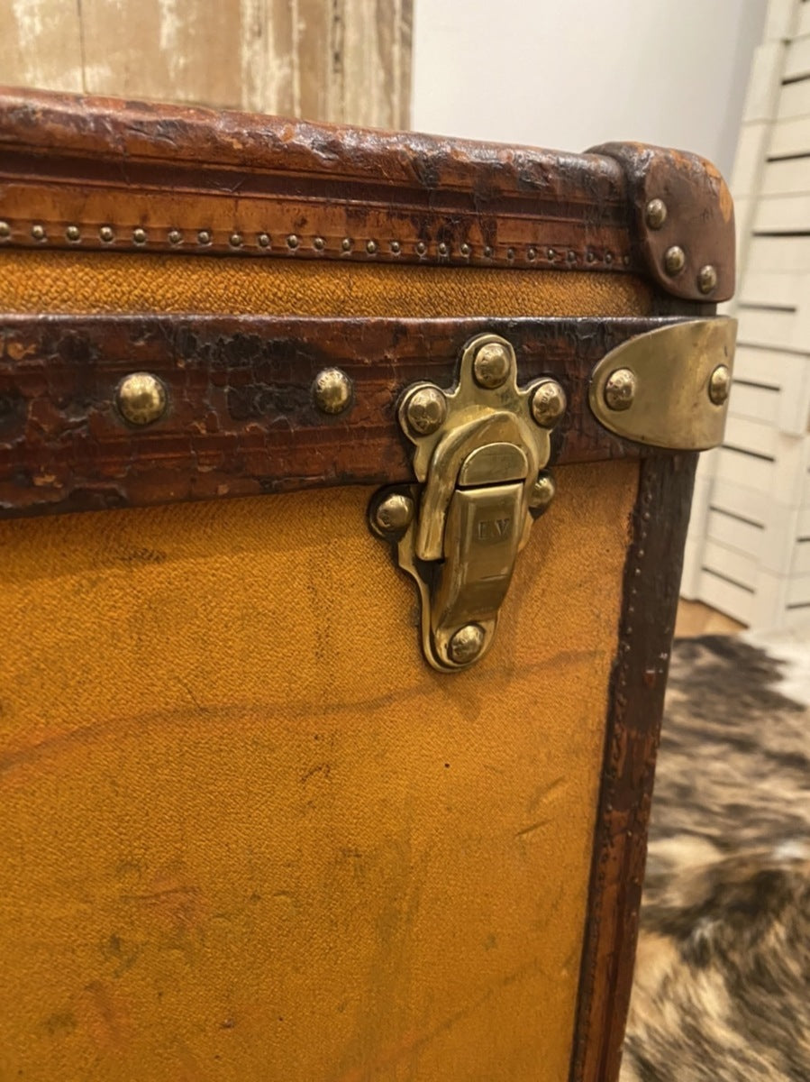 Louis Vuitton circa 1910s ochre striped trunk, view 5 of 10