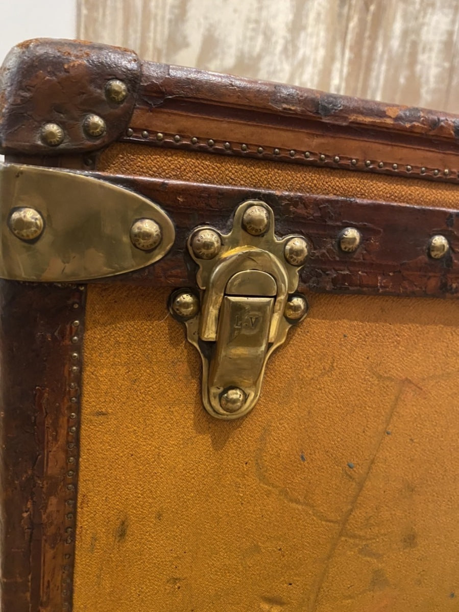 Louis Vuitton circa 1910s ochre striped trunk, view 8 of 10
