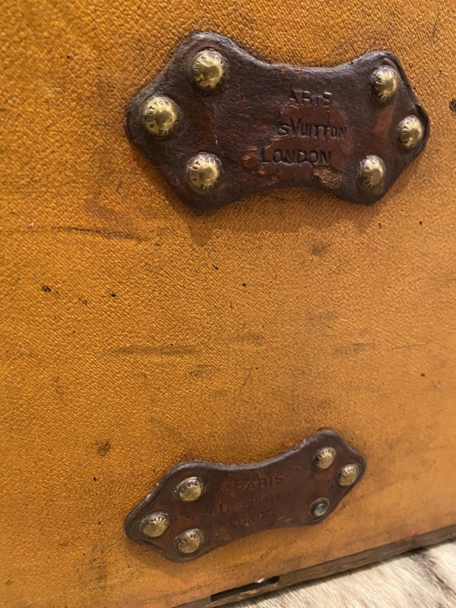 Louis Vuitton circa 1910s ochre striped trunk, view 9 of 10