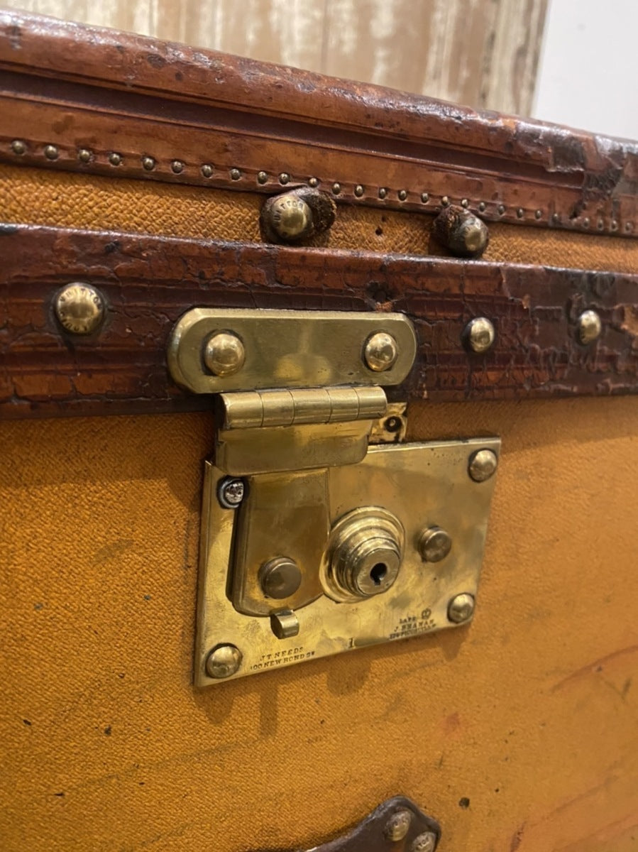 Louis Vuitton circa 1910s ochre striped trunk, view 10 of 10