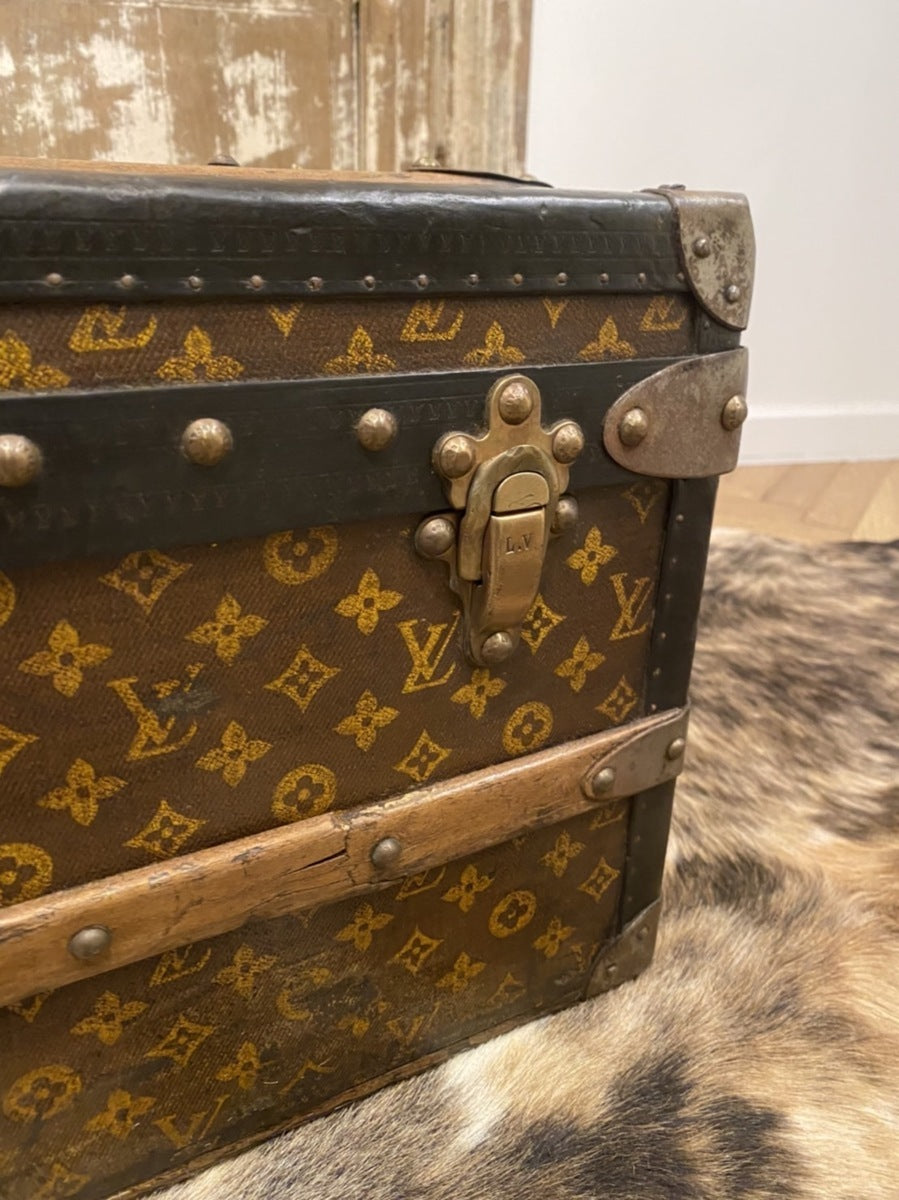 Louis Vuitton 1940s Monogram trunk with red and yellow stripe, view 5 of 9