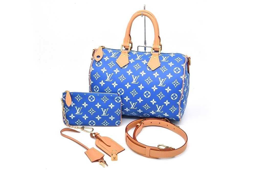 Louis Vuitton Speedy P9 Bandoulière 30 M14074, Blue Monogram Calfskin, Pharrell Williams Era, with Lock