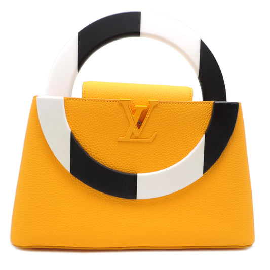 Louis Vuitton × Daniel Buren ArtyCapucines MM, Yellow Taurillon with Striped Semicircle Handle, 2022, 1 of 50