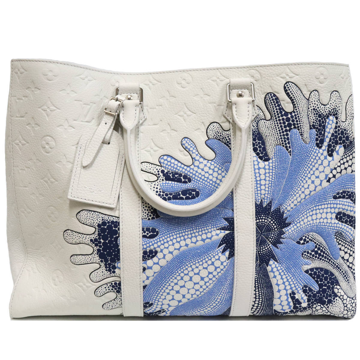 Louis Vuitton × Yayoi Kusama Sac Plat 24H M21679, Psychedelic Flower on White Taurillon Monogram Leather, 2023