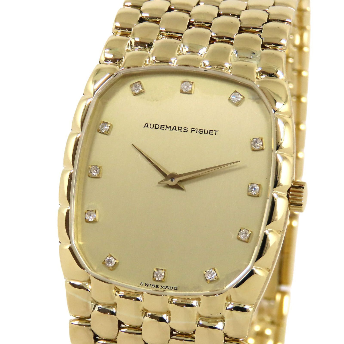 Audemars Piguet Cobra 18K Yellow Gold · 12-Diamond Dial · 81.1g · Manual Wind Vintage Integrated Bracelet Watch