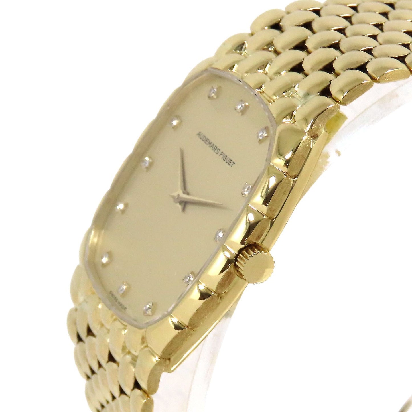 Audemars Piguet Cobra 18K Yellow Gold · 12-Diamond Dial · 81.1g · Manual Wind Vintage Integrated Bracelet Watch