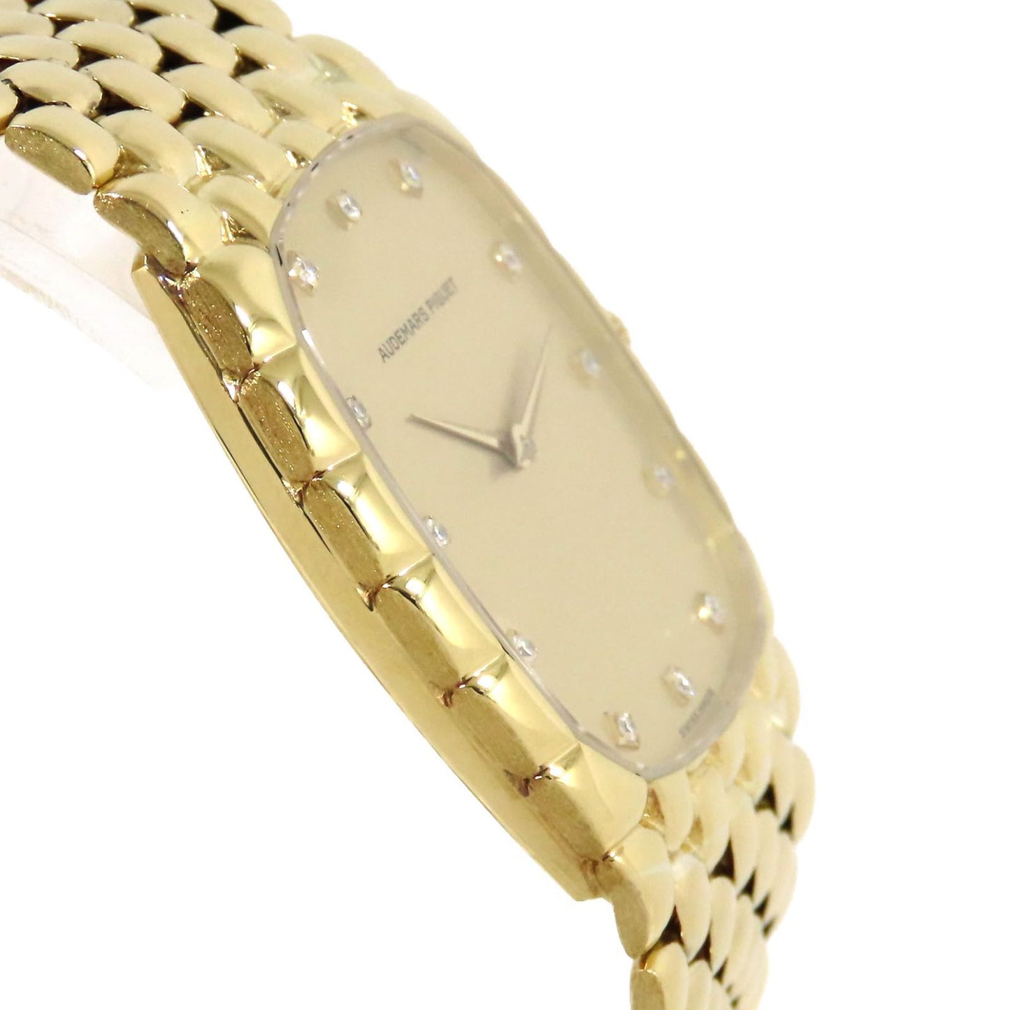 Audemars Piguet Cobra 18K Yellow Gold · 12-Diamond Dial · 81.1g · Manual Wind Vintage Integrated Bracelet Watch